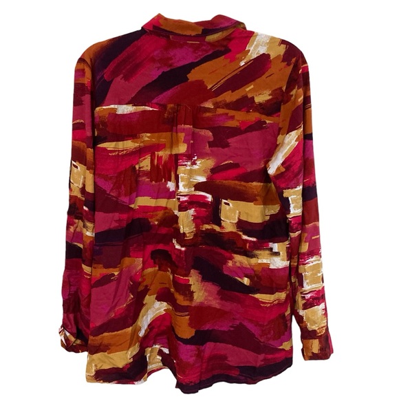 BAILEY & CHLOE WATERCOLOR BUTTON DOWN LONG SLEEVE, SIZE SMALL - Picture 2 of 4